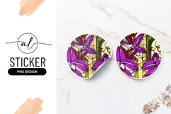 Purple Iris Flower Stained Glass Style Round Sticker Png Product Image 1