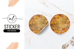Round Sticker Autumn Leaves Frame Fall Season Product Image 1