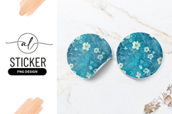 Turquoise Floral Swirl Pattern Round Sticker Product Image 1