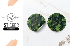 Lush Green Tropical Leaves Round Sticker Design Product Image 1