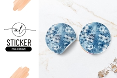 Blue Floral Round Sticker With Botanical Pattern Product Image 1