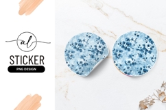 Blue Floral Pattern On Round Sticker Background Product Image 1