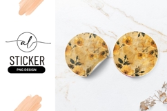 Golden Floral Design Round Sticker Decorative Element Product Image 1