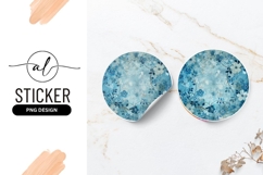 Round Sticker Blue Floral Watercolor Texture Background Product Image 1