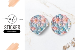 Pink And Blue Flowers Round Sticker Background Product Image 1
