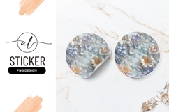 Floral Round Sticker With Pastel Colors And Relief Product Image 1