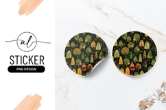 Watercolor Forest Trees Pattern Round Sticker Product Image 1