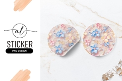 Pastel Floral Illustration Design Round Sticker Product Image 1