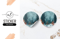 Snowy Forest Round Sticker Winter Landscape Scene Product Image 1