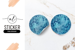 Abstract Round Sticker With Blue Floral Design Product Image 1