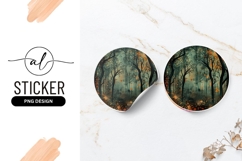 Spooky Forest Round Sticker Digital Art Illustration Product Image 1