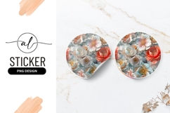 Elegant Floral Design Round Sticker Flower Arrangement Product Image 1
