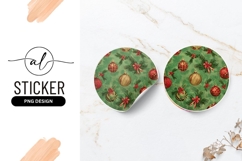 Vintage Christmas Ornaments And Pine Branches Round Sticker Product Image 1