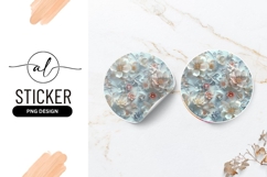 Elegant Floral Embossed Design Round Sticker Product Image 1
