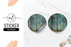 Winter Forest Round Sticker Watercolor Misty Scene Product Image 1