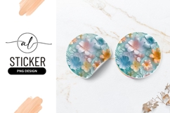 Pastel Paper Flowers Illustration For Round Sticker Product Image 1