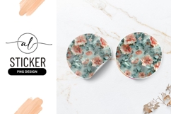 Pink Floral Arrangement Round Sticker Illustration Product Image 1