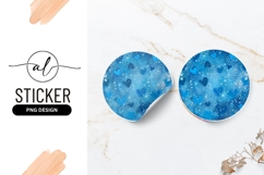 Blue Hearts Painted Texture Abstract Round Sticker Product Image 1