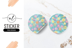 Easter Eggs And Flowers Spring Pattern Round Sticker Product Image 1