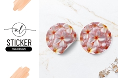 Pink Plumeria Flowers Close Up Round Sticker Png Product Image 1