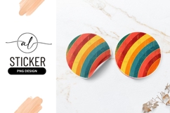Retro Rainbow Stripes in a Round Sticker Png Product Image 1