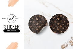Round Sticker Png with Watercolor Hearts and Stars on Dark Product Image 1