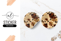 Watercolor Floral Pattern in Brown and Beige Round Sticker Product Image 1