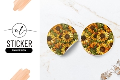 Stained Glass Sunflower Design Round Sticker Png Product Image 1