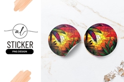 Colorful Stained Glass Palm Tree Sunset Scene Round Sticker Product Image 1