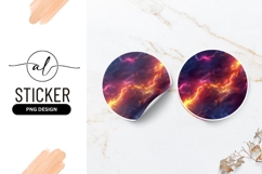 Abstract Lightning Energy Nebula Round Sticker Png Product Image 1