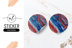 Abstract Blue and Red Agate Stone Pattern Round Sticker Png Product Image 1