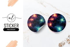 Colorful Nebula Space Round Sticker Png Design Product Image 1