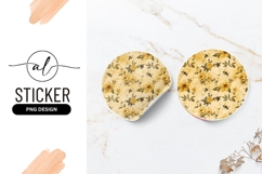 Round Sticker Png with Yellow Roses Bees and Green Leaves Product Image 1