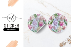 Pastel Tulip Flowers in Round Sticker Png Arrangement Product Image 1