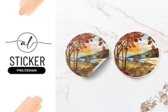 Stained Glass Autumn Landscape with Trees Product Image 1