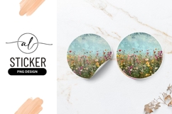 Colorful Wildflower Field Illustration Inside Round Sticker Product Image 1