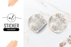 White Roses Floral Arrangement Round Sticker Png flowers Product Image 1