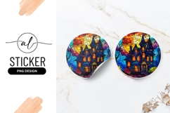 Spooky Haunted House Illustration with Stained Glass Product Image 1