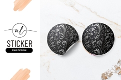 Ornate Silver Floral Pattern on Black Background Product Image 1