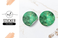 Green Palm Fronds and Textured Background Round Sticker Png Product Image 1