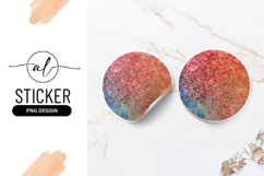 Abstract Round Sticker Png with Red Orange Blue Glitte Product Image 1