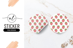 Round Sticker Png with Cartoon Strawberries Product Image 1