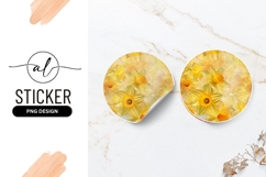 Yellow Daffodils Floral Arrangement on Round Sticker Png Product Image 1