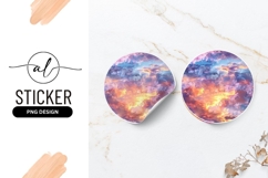 Vivid Sunset Sky Clouds in a Round Sticker Png Illustration Product Image 1