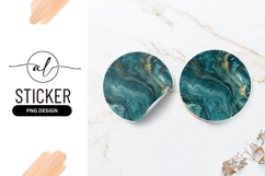 Teal and Gold Abstract Marble Texture Round Sticker Png Product Image 1