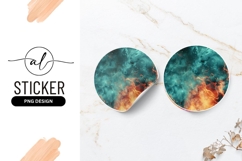 Abstract Teal and Orange Nebula Round Sticker Png Product Image 1