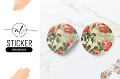 Vintage Rose Floral Arrangement Round Sticker Png Product Image 1