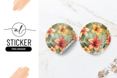 Floral Hibiscus Arrangement on Blue Green Background Product Image 1