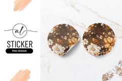 Round Floral Design with Beige and Orange Flowers Product Image 1