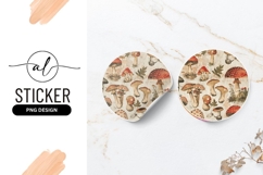 Vintage Mushroom Illustration Round Sticker Png Product Image 1